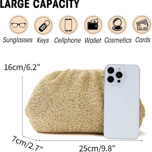 Vegan Leather Clutch Purse Womens Dressy Faux PU Wedding Party Bag main image 5